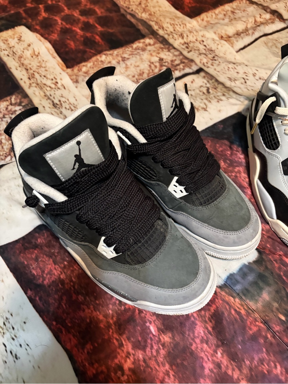 Jordan Kids Retro 4 Sneakers - Gray/Black